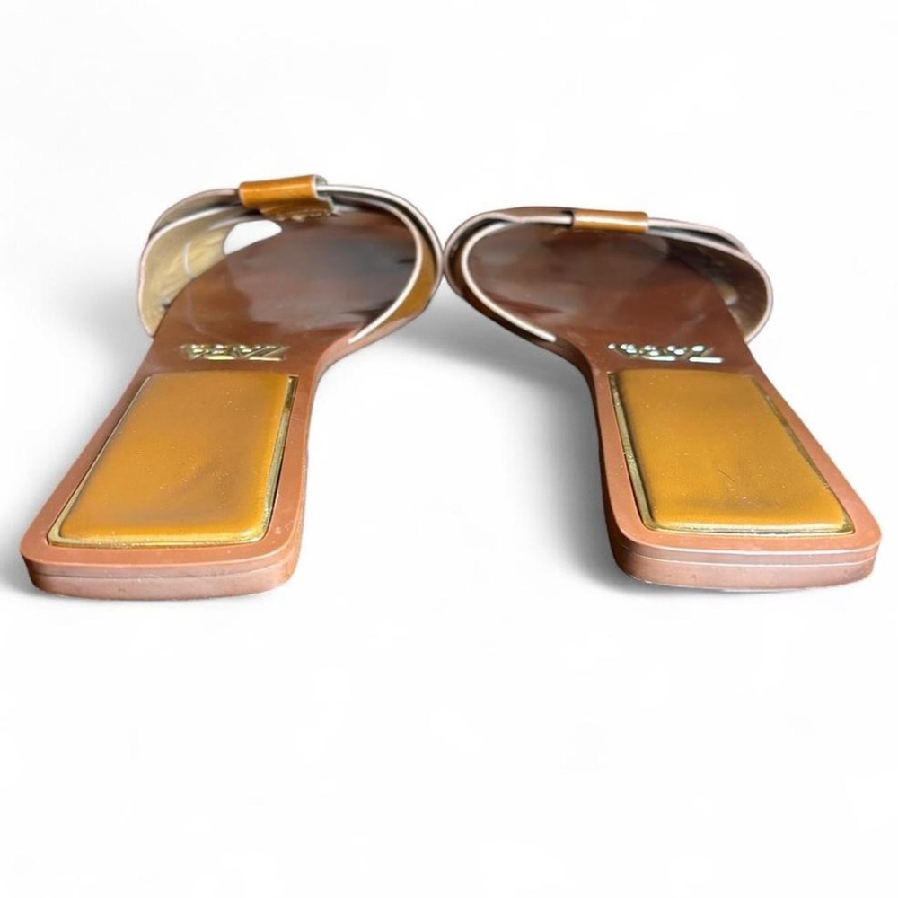 Zara Flat Crossed Leather Sandals - Picture 6 of 7